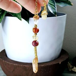 Aura Quartz Crystal Dowsing Pendulum, Divination Reiki